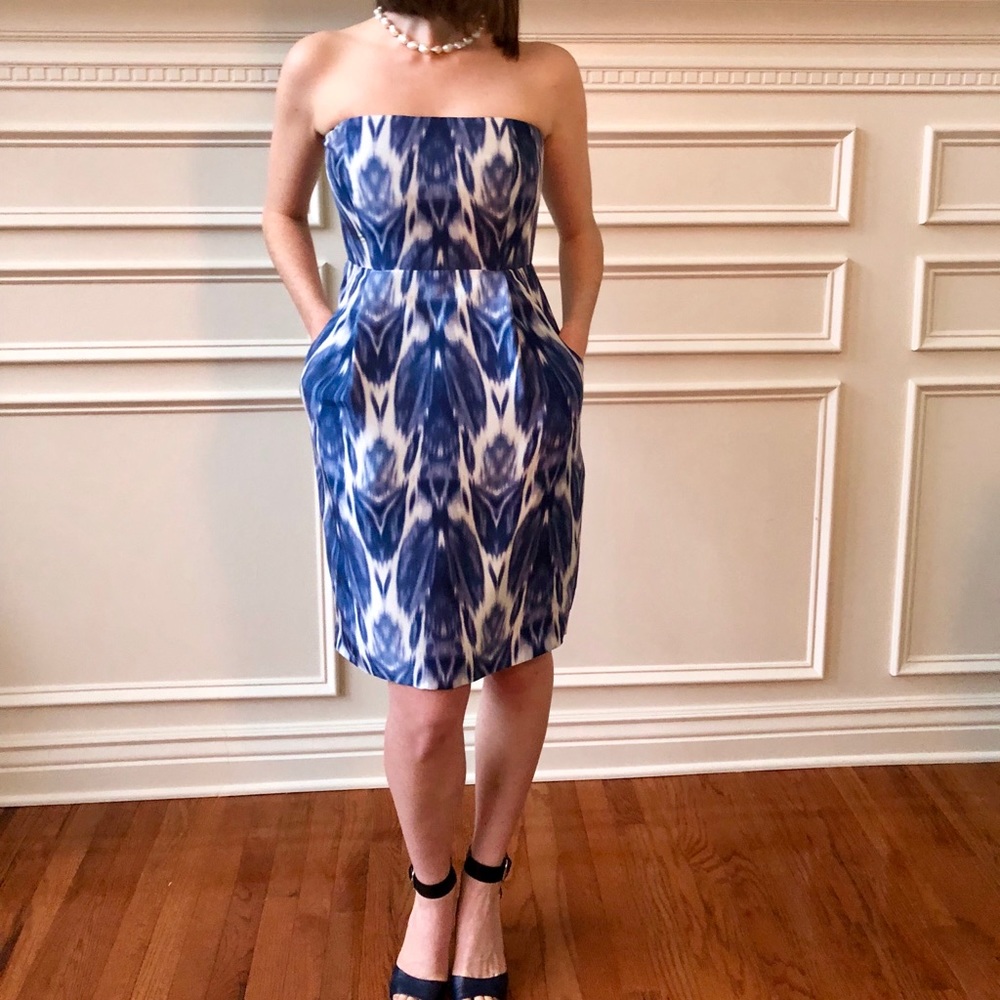 J. Crew blue and white collection dress, size 2